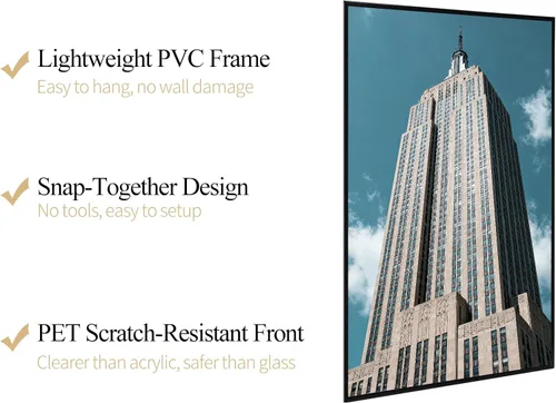 Vista 3 de Lavezee 6 Packs 18x24 Poster Frame Black, Lightweight 18 x 24 Poster Frames for Wall Mounting, Display 24x18 Pictures, Posters & Art Prints