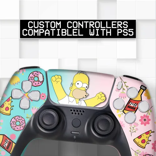 Vista 2 de BCB Controllers Simpson Controlador inalámbrico personalizado, PS5, orgullosamente personalizado en Estados Unidos con impresión permanente