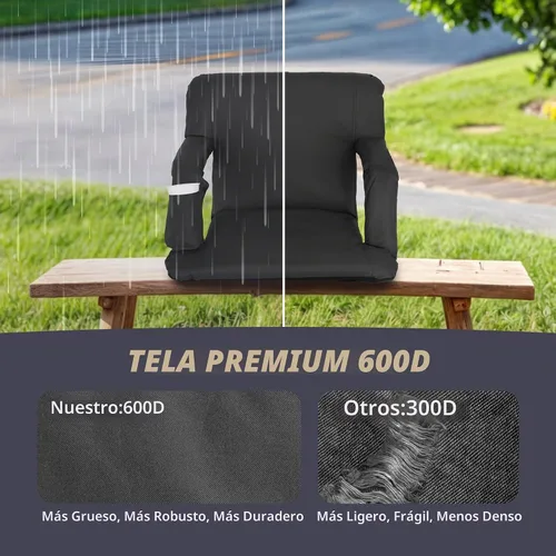 Vista 7 de Nova Microdermabrasion Asiento de estadio de 20.5 pulgadas / 25 pulgadas de ancho para gradas con soporte de espalda, cojín acolchado portátil Negro