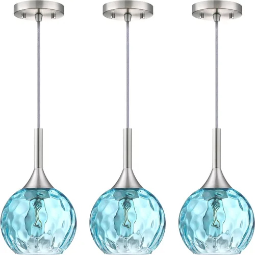 Vista 7 de 6.3 Inch Replacement Texture Blue Glass Lamp Shade Light Fixture for 3 Pack Replacement Wall Sconce Pendant Light Ceiling Light Chandelier