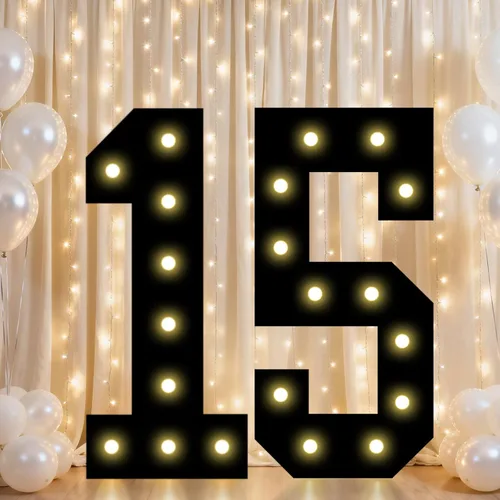 Vista 26 de Pooqla - Números iluminados negros, decoraciones de cumpleaños 50 para hombres Number 50