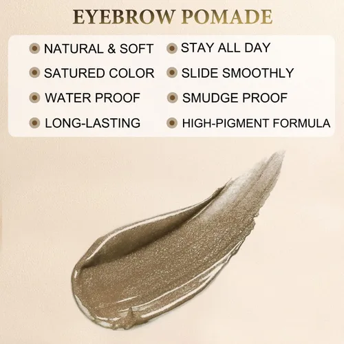 Vista 3 de Pomada de cejas – Pomada de cejas impermeable para resultados duraderos, fórmula a prueba de manchas y resistente al sudor, maquillaje natural