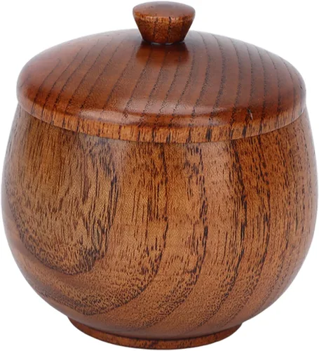 Vista 6 de GLOGLOW Wood Jar, Sour Jujube Wood Seasoning Box for Sauces for Kitchen (Large lacquer)
