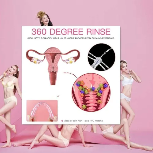Vista 5 de Vaginal Ducha Enema Limpiador 10.1 fl oz Reutilizable Manual Presión Anal Sistema de Limpieza Vaginal Kit Portátil Blanco
