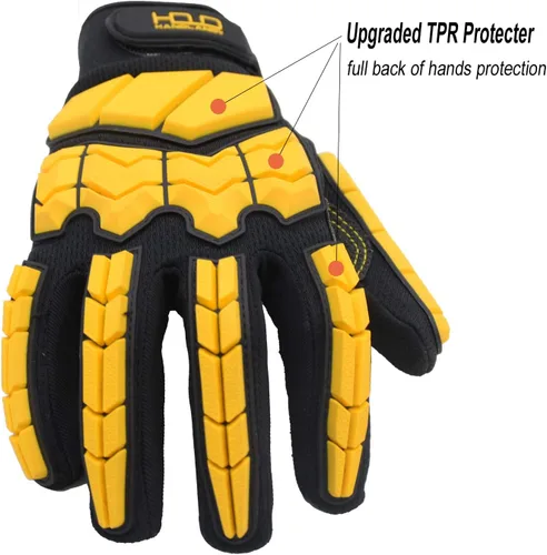 Vista 3 de HANDLANDY Anti Vibration Gloves, SBR Padding, TPR Protector, Mechanic Work Gloves