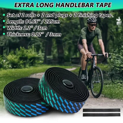 Vista 6 de Cinta de manillar de bicicleta de carretera, cinta de barra de bicicleta, piel sintética + EVA, cinta de agarre para mango de ciclismo degradado a