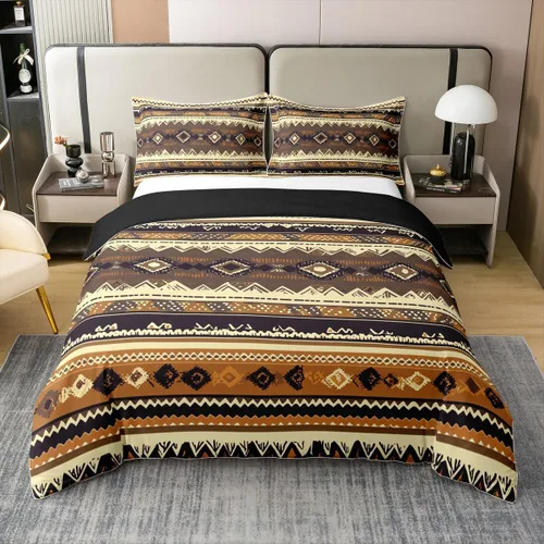 Vista 24 de Erosebridal Funda de edredón 100% algodón natural, bohemio, tribal, juego de ropa de cama individual, exótico retro, funda de edredón bohemia