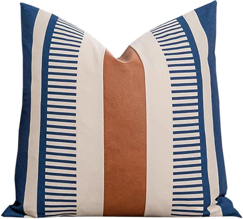 Vista 34 de Fundas de almohada lumbar a rayas bohemias de 12 x 20 pulgadas, funda de almohada de cuero moderna para sofá, decoración del hogar rural, color Negro