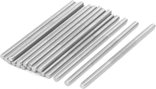 Vista 10 de uxcell M3 x 1.181 in 0.020 in Pitch 304 Varillas totalmente roscadas de acero inoxidable tono plateado 20 piezas