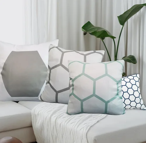 Vista 6 de Funda de almohada decorativa para sofá, funda de almohada Accent Carra, 12 x 24 pulgadas, hexagonal, geométrico, panal de abeja, azul marino