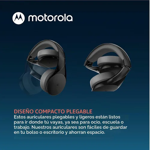 Vista 3 de Motorola Auriculares inalámbricos Bluetooth con micrófono, Moto XT500+ Auriculares sobre la oreja con control en línea para llamadas, teléfonos Negro