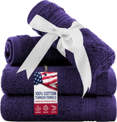 Vista 68 de Juego de toallas American Veteran Towel, de lujo, 6 piezas de algodón 100 % turco para máxima suavidad y absorción, para hotel y spa
