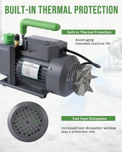 Vista 4 de Lichamp Bomba de vacío, 4.5 cfm 1/3 HP HVAC Bomba de vacío de una etapa para R134a R410a R22 R12, para aire acondicionado automotriz refrigerante