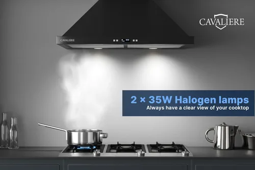 Vista 5 de CAVALIERE Campana extractora de montaje en pared de 30 pulgadas con enfoque en valor de 462 CFM, garantía de 3 años, acero inoxidable mejorado