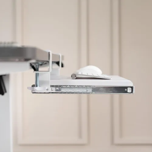 Vista 9 de VIVO Bandeja pequeña para teclado, extraíble debajo del escritorio con sistema de montaje de abrazadera C extra resistente, plataforma deslizante