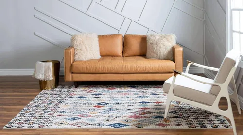 Vista 4 de Unique Loom Morocco Collection Abstract Tribal, alfombra bohemia, 5 pies 0 pulgadas x 8 pies 0 pulgadas, multicolor azul