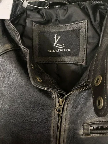 Vista 2 de Chaqueta de cuero vintage para hombre, estilo Cafe Racer