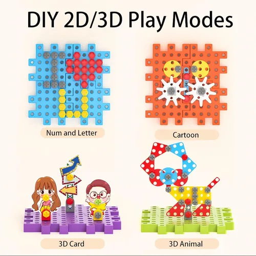 Vista 4 de 234 bloques de construcción Montessori eléctricos para niños pequeños de 3-5, 4-8, juguete de construcción de engranajes motorizados con taladro