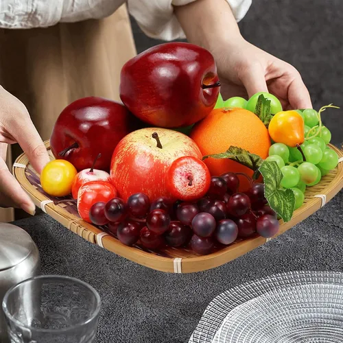 Vista 4 de Frutas falsas, 22 piezas de frutas artificiales para decoración, frutas de simulación surtidas, juego de frutas para decoración de mesa de comedor