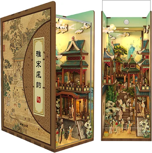 Vista 11 de Tonecheer Kit de Rincón de Libros DIY, Rompecabezas 3D El Viaje de Dorothy de Cuentos de Hadas en Miniatura de Madera, Kit de Casa para Adultos