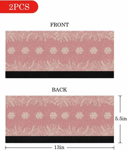 Vista 6 de Juego de 2 fundas para manijas de puerta de refrigerador con copos de nieve rosados, para lavavajillas, microondas, horno, nevera, estufa