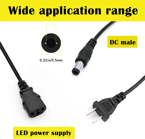 Vista 3 de Adaptador de corriente para cámara de seguridad de 2 puntas, 12 V, 5 A, 100 V-240 V, adaptador de corriente de 8 vías, cable divisor de alimentación