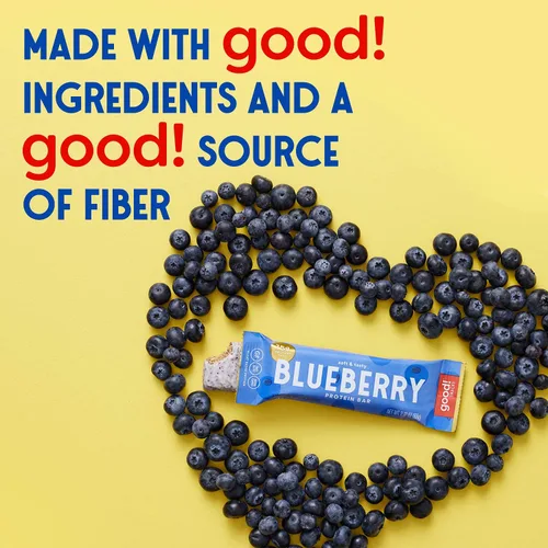 Vista 6 de Barras de proteínas de arándanos veganas good!, libres de soja y gluten, a base de plantas, bajas en azúcar, 15 g de proteína limpia, snack
