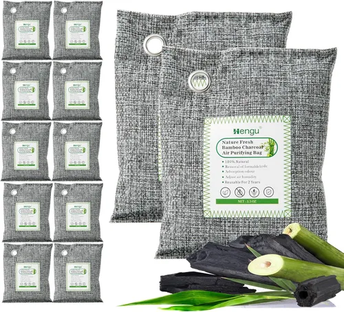 Vista 7 de Absorbedor de olores de carbón activado (grande, paquete de 12, 3.53 onzas cada uno), bolsas de carbón natural absorbente de olores, bolsa