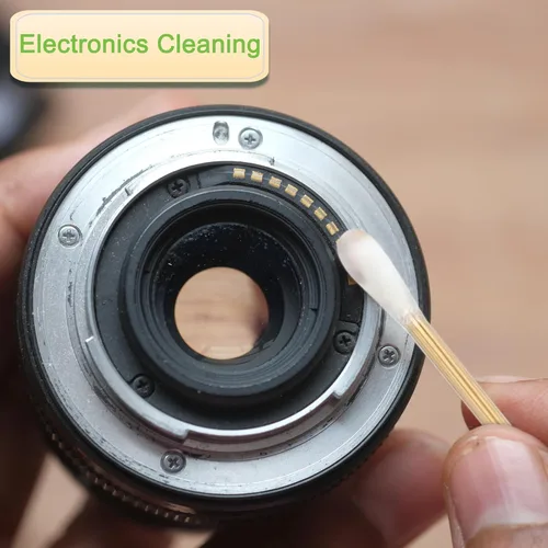 Vista 8 de 200 hisopos largos de algodón de madera, palitos de algodón de limpieza con mango de madera para aplicadores de pistola de maquillaje de aceite