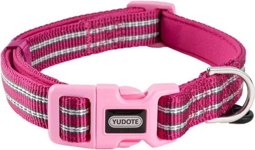 Vista 18 de Collar de nailon reflectante para perro con acolchado de neopreno transpirable, ajustable para perros grandes.