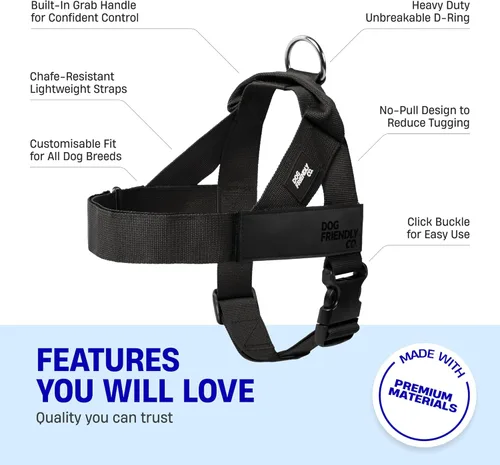 Vista 4 de Arnés para perro Dog Friendly Co Correas resistentes a rozaduras, cuello y pecho ajustables, y anillo en D resistente Resistente, cómodo, fácil