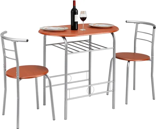 Vista 9 de VINGLI Juego de comedor de 3 piezas, juego de mesa de cocina pequeña para 2, juego de mesa de desayuno, mesa de madera de cocina con 2 sillas
