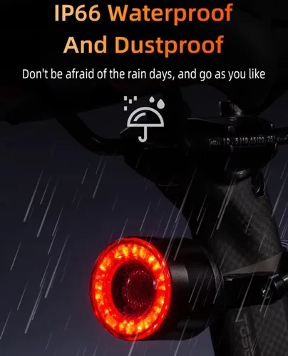 Vista 7 de Mengshen Juego de luces de bicicleta recargables para faros delanteros y traseros con señales de giro, impermeable, juego de luces delanteras