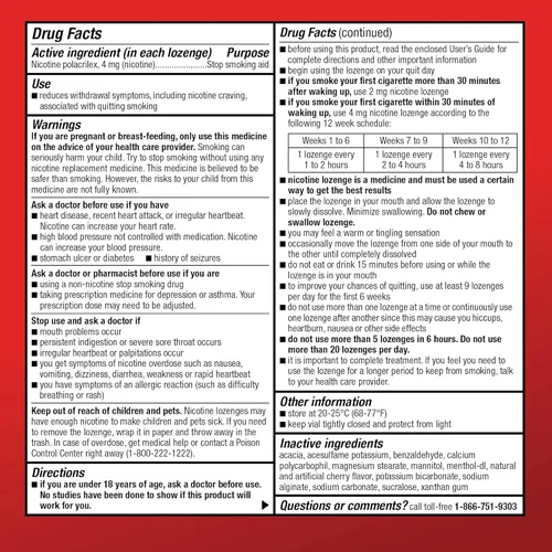 Vista 5 de Amazon Basic Care Mini pastilla Polacrilex de nicotina de 4 mg, ayuda para dejar de fumar, sabor a hielo de cereza, 27