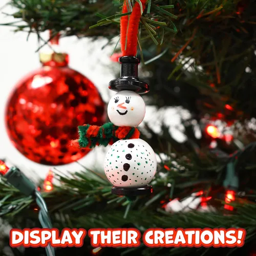 Vista 6 de Ready 2 Learn Manualidades de Navidad Crea tus propios muñecos de nieve de cuentas Juego de 4 Adornos de bricolaje para niños Decoración