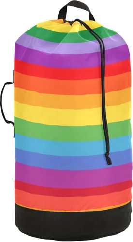Vista 33 de Mochila de lavandería con hojas de estilo bohemio beige con correas ajustables para el hombro, bolsa de lavandería sucia para viajes, campamento