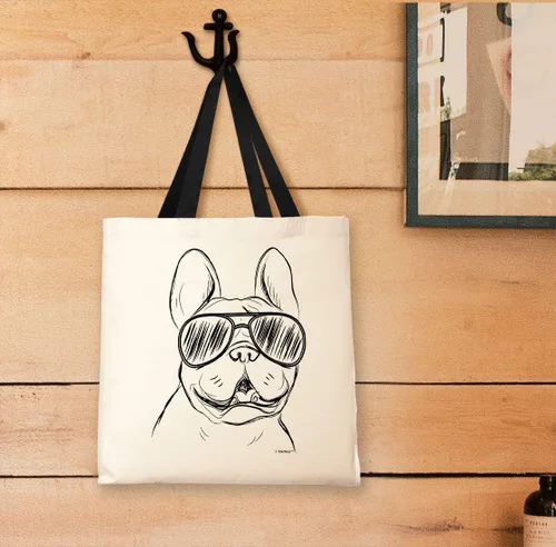 Vista 2 de ThisWear Frenchie - Bolsa de lona pequeña con gafas de sol