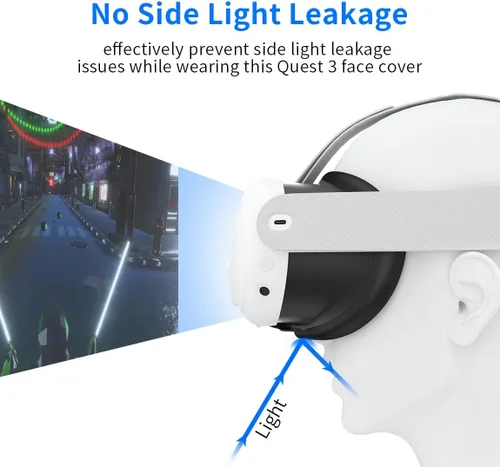 Vista 3 de RGEEK VR Face Pad Compatible with Quest 3 Accessories, Sweatproof Silicone Face Cover for Quest 3, Washable Lightproof Anti-Leakage Face Cushion