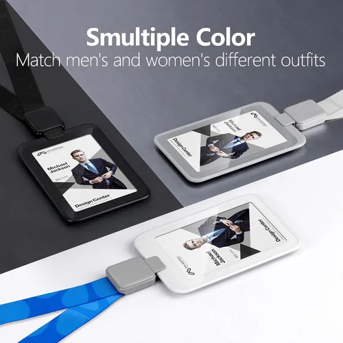 Vista 3 de Phomo Portatarjetas de identificación autoretráctiles con clip de carrete de mosquetón y cordón para insignia, soporte para tarjetas de Negro