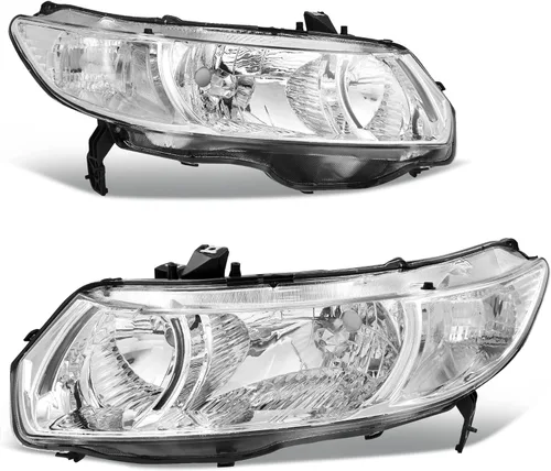 Vista 26 de oEdRo Conjunto de faros delanteros compatible con faros delanteros Accord 2003-2007, faro con carcasa cromada, reflectores ámbar, luces delanteras