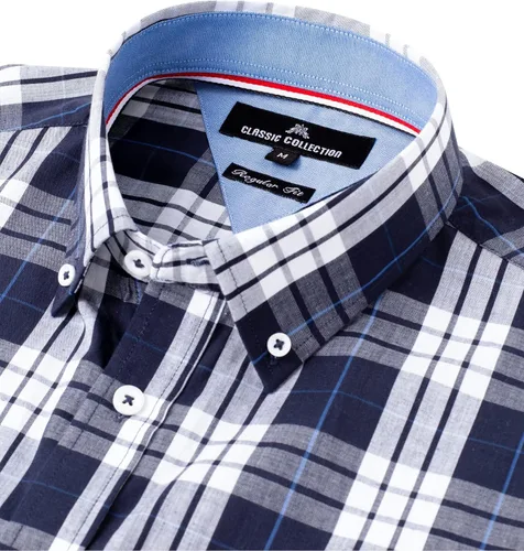 Vista 2 de Alimens & Gentle - Camisas a cuadros con botones para hombre, camisas de vestir de manga larga, de algodón, corte estándar