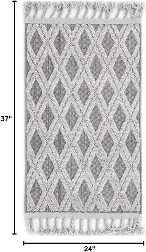 Vista 2 de Unique Loom Arlo Collection - Alfombra Derek (rectangular, 2 pies 0 pulgadas x 3 pies 0 pulgadas, carbón/marfil)