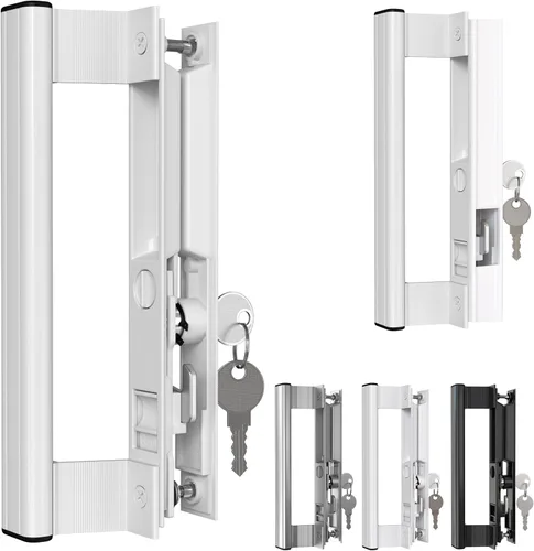 Vista 20 de Juego de manijas de puerta corredizas de vidrio de 6-5/8 pulgadas, mango redondo, agarre ergonómico, perfecto para patio, puerta de vidrio, balcón