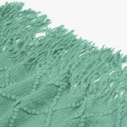 Vista 4 de Manta de punto con borla, suave y acogedora manta con flecos para sofá cama, cama, ligera, decorativa, moderna, texturizada para todas