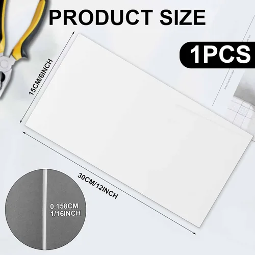 Vista 2 de Sasylvia Hoja de PTFE blanca de 12 x 6 pulgadas, tablero de aislamiento de plástico de 1/16 pulgadas de grosor, fluoropolímero formable PTFE