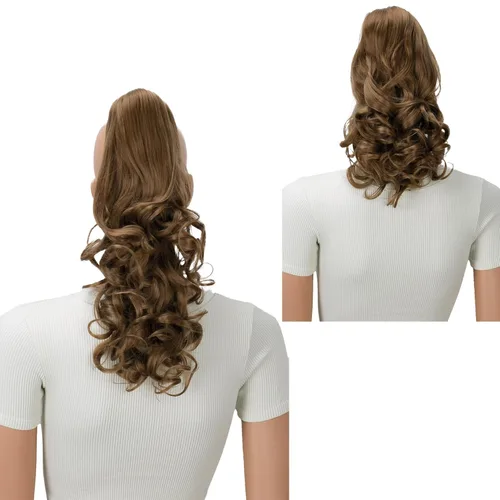 Vista 20 de PRETTYSHOP 16 o 20 pulgadas clip para el pelo en extensión cola de caballo 2 en 1 rizada resistente al calor