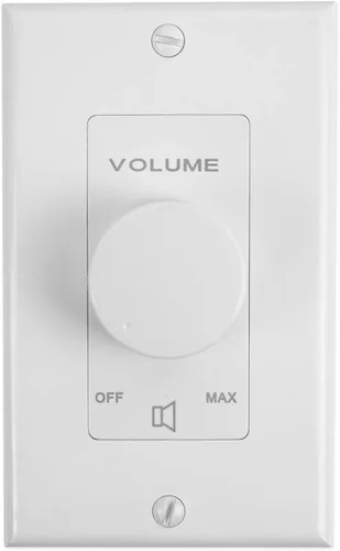 Vista 3 de Rockville VOL70100 - Controlador de zona de control de volumen de pared de 100 W, 70 V, blanco, esfera giratoria de 11 pasos, terminal de bloque