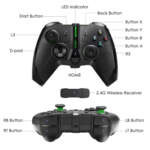 Vista 5 de Xbox Wireless Controller, Game Controller Compatible with Xbox ONEONE XS, Xbox Series XS, PS3, PC, Windows 781011, Gamepad Built-in Dual Vibration
