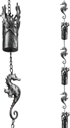 Vista 9 de Cadena de lluvia de 2.5 m, Cadenas de lluvia de colibrí para canalones, Cadena de bajante de reemplazo funcional y decorativa para exterior, Cadenas