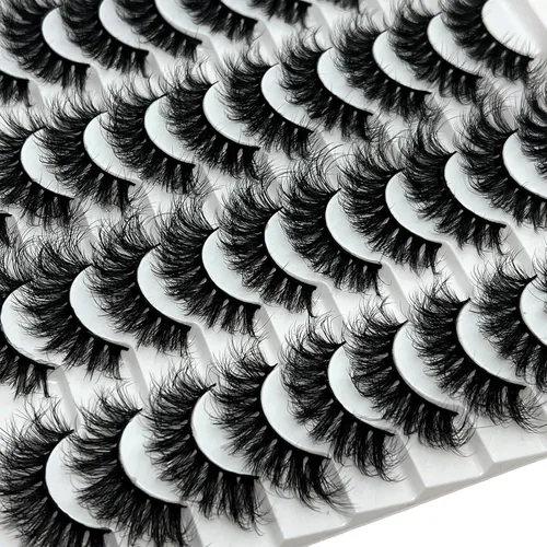 Vista 4 de IFSOWDRA Pestañas postizas de visón con volumen de 0.71 pulgadas, rizo D, pestañas postizas de visón sintético 3D, aspecto natural (20 pares)